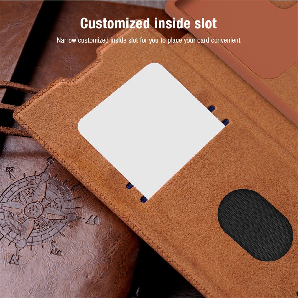 Leather Flip Case with Slide Camera Protection For Samsung Galaxy S23 Series - Caubade