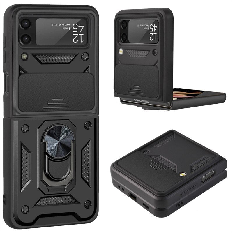 Drop Tested Cover with Magnetic Kickstand Car Mount Protective Case for Samsung Galaxy Z Flip 4 - Galaxy Z Flip 4 Case