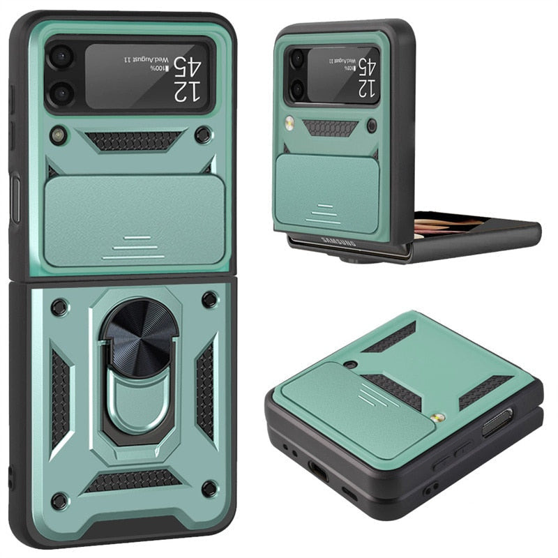 Drop Tested Cover with Magnetic Kickstand Car Mount Protective Case for Samsung Galaxy Z Flip 4 - Galaxy Z Flip 4 Case