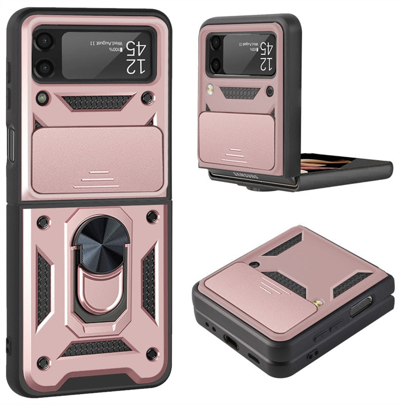 Drop Tested Cover with Magnetic Kickstand Car Mount Protective Case for Samsung Galaxy Z Flip 4 - Galaxy Z Flip 4 Case