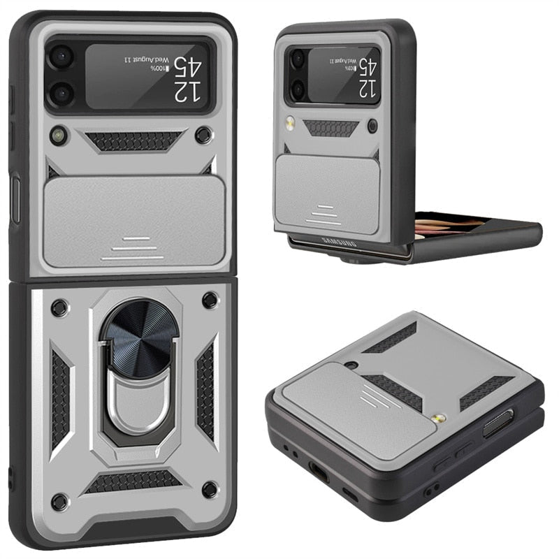 Drop Tested Cover with Magnetic Kickstand Car Mount Protective Case for Samsung Galaxy Z Flip 4 - Galaxy Z Flip 4 Case
