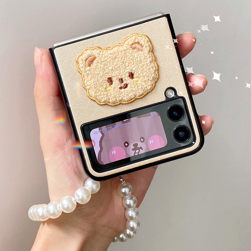 Pearl Cute Bear Case For Galaxy Z Flip 4 5G - Galaxy Z Flip 4 Case