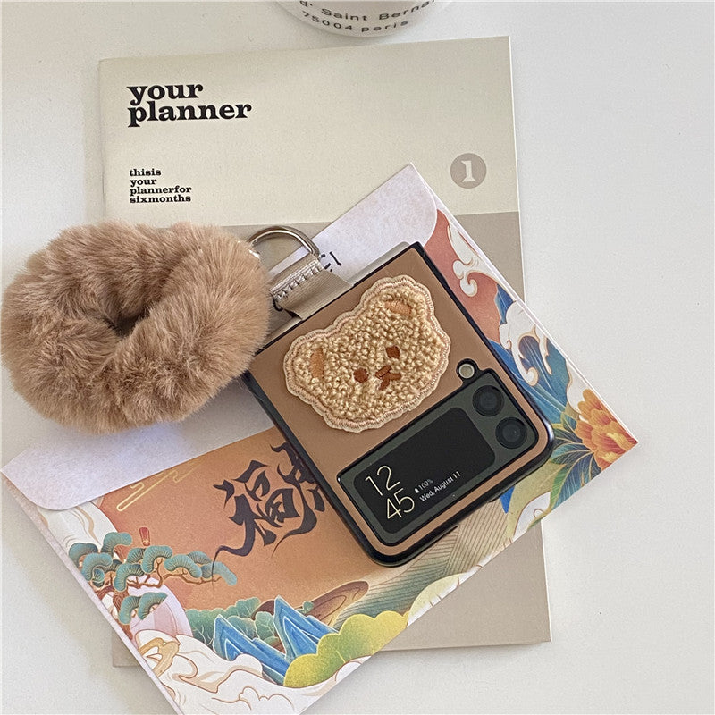 Bear Plush Bracelet Leather Case For Galaxy Z Flip 4 - Galaxy Z Flip 4 Case