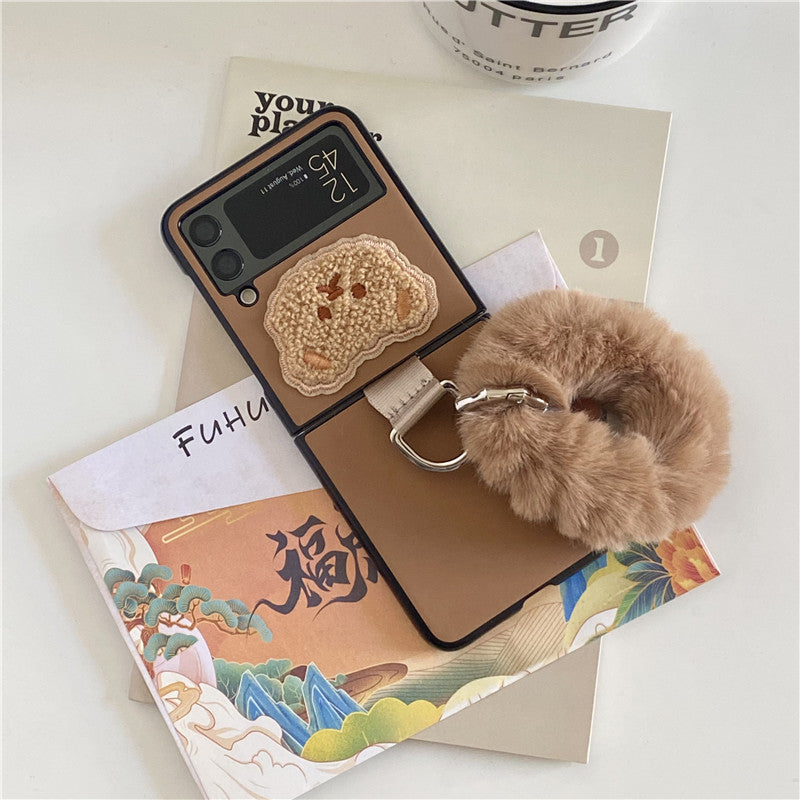 Bear Plush Bracelet Leather Case For Galaxy Z Flip 4 - Galaxy Z Flip 4 Case
