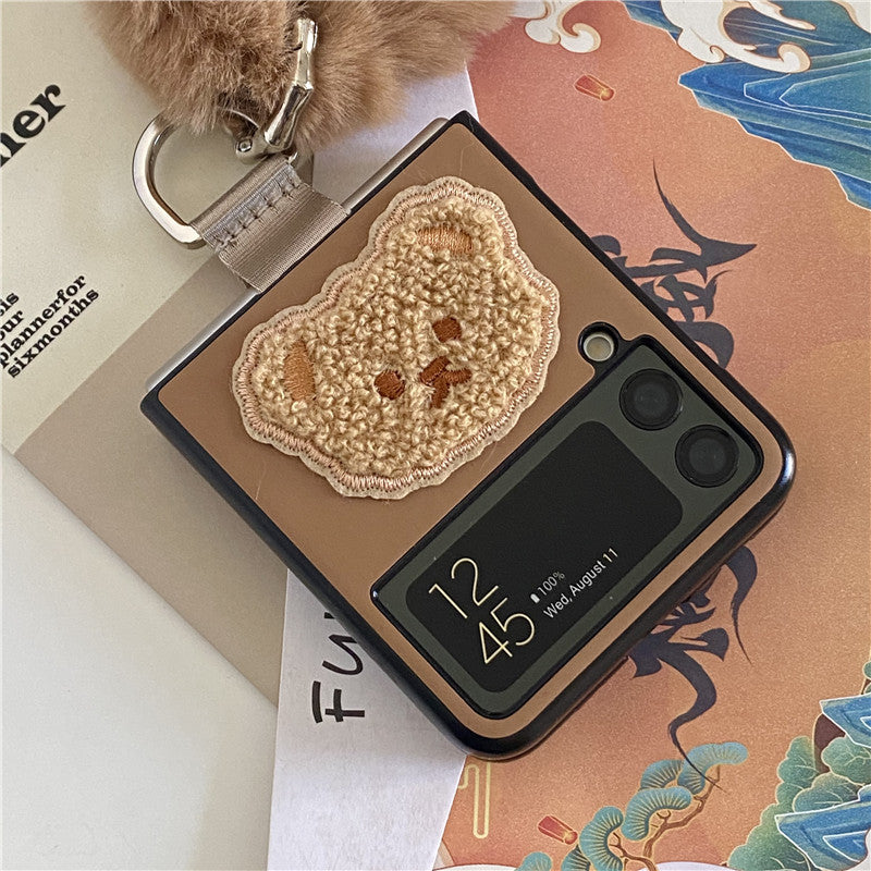 Bear Plush Bracelet Leather Case For Galaxy Z Flip 4 - Galaxy Z Flip 4 Case