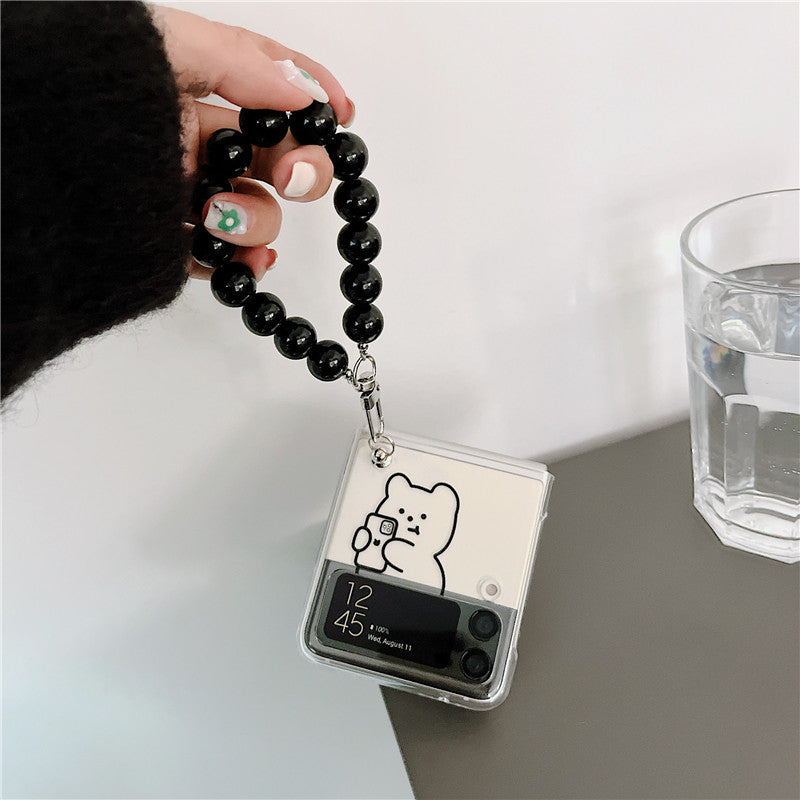 Cute Cartoon Bear Bracelet Case For Galaxy Z Flip 4 - Galaxy Z Flip 4 Case