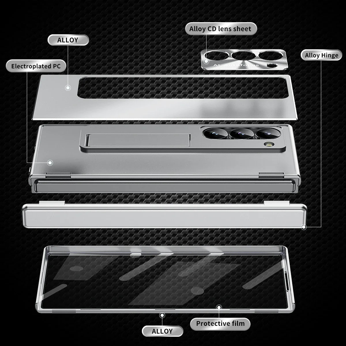 Full Protection Aluminium Case with Kickstand & Pen Holder For Samsung Galaxy Z Fold Series