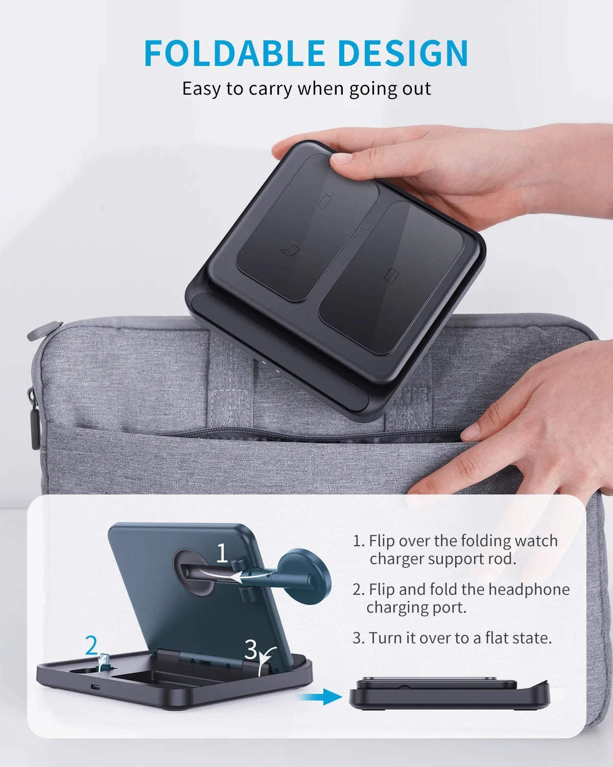 3 in 1 Foldable Wireless Charger For Galaxy Z Fold Series