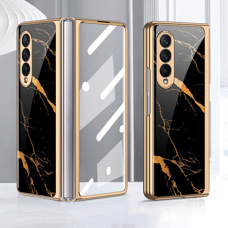 Patterned Tempered Glass Case for Samsung Galaxy Z Fold 4