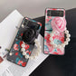 Elegant Leather Rose case with Pearl Bracelet For Samsung Galaxy Z Flip 4 - Galaxy Z Flip 4 Case