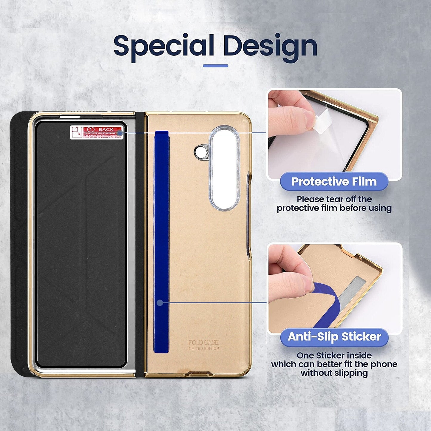 Magnetic Leather Flip Cover & S Pen Slot Holder for Samsung Galaxy Z Fold 5