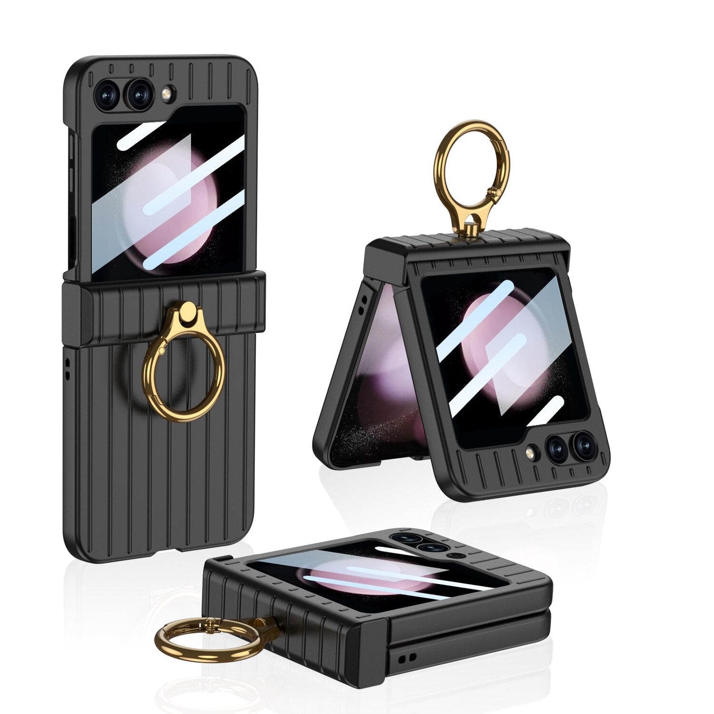 Shockproof Case With Ring Bracket & Screen Protective For Samsung Galaxy Z Flip 5
