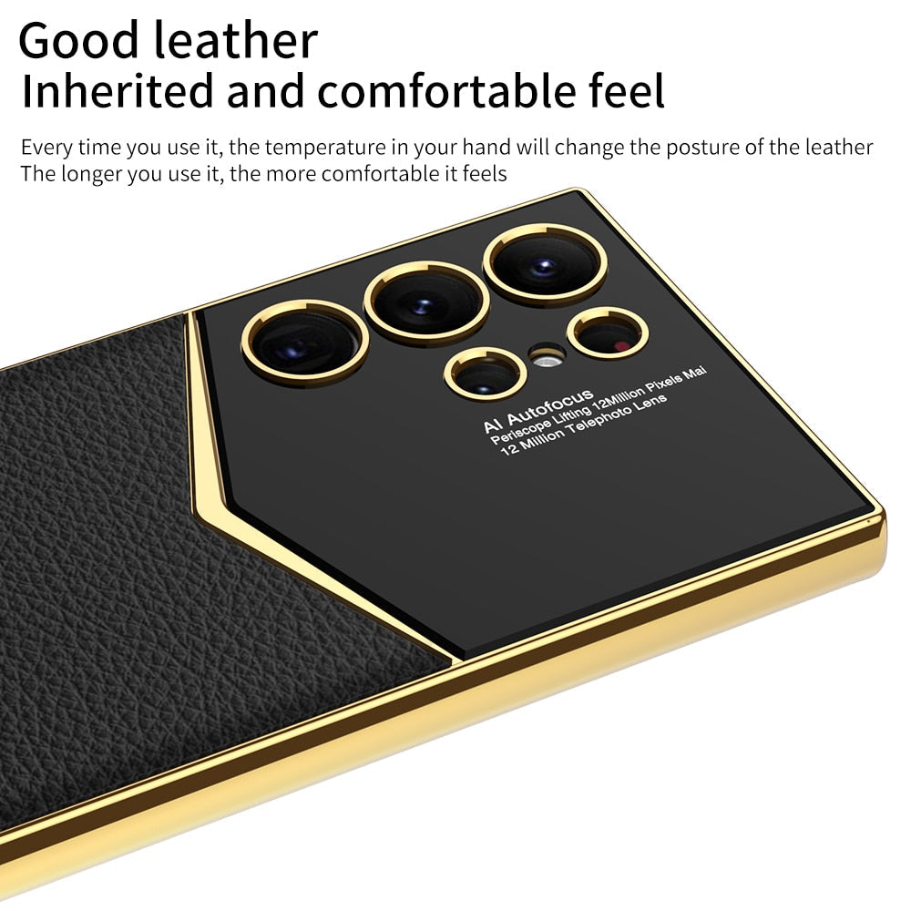 Luxury Electroplated Leather Case For Samsung Galaxy S23 Series