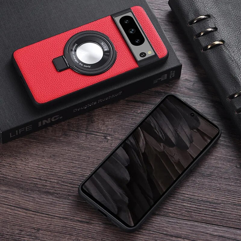 Premium Leather Magnetic Wireless Charging Case For Google Pixel 8 Series