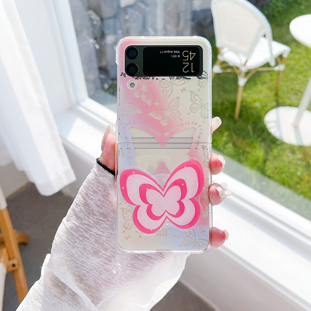 Butterfly Painted Shockproof Case For Samsung Galaxy Z Flip 4 - Galaxy Z Flip 4 Case
