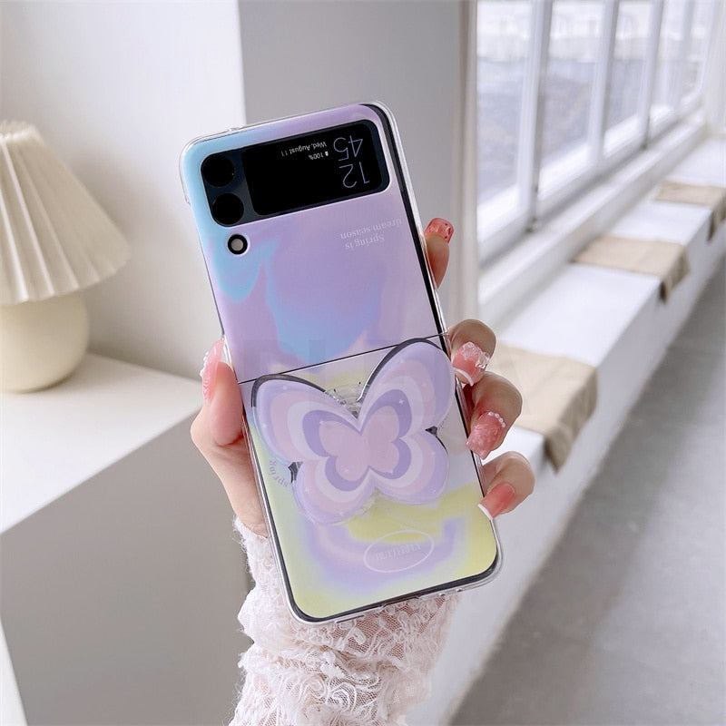 Cute Butterfly Bracelet Phone Stand Case For Samsung Galaxy Z Flip 4 - Galaxy Z Flip 4 Case