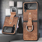 Luxury Leather Case With Finger Ring Holder For Samsung Z Flip 4 - Galaxy Z Flip 4 Case