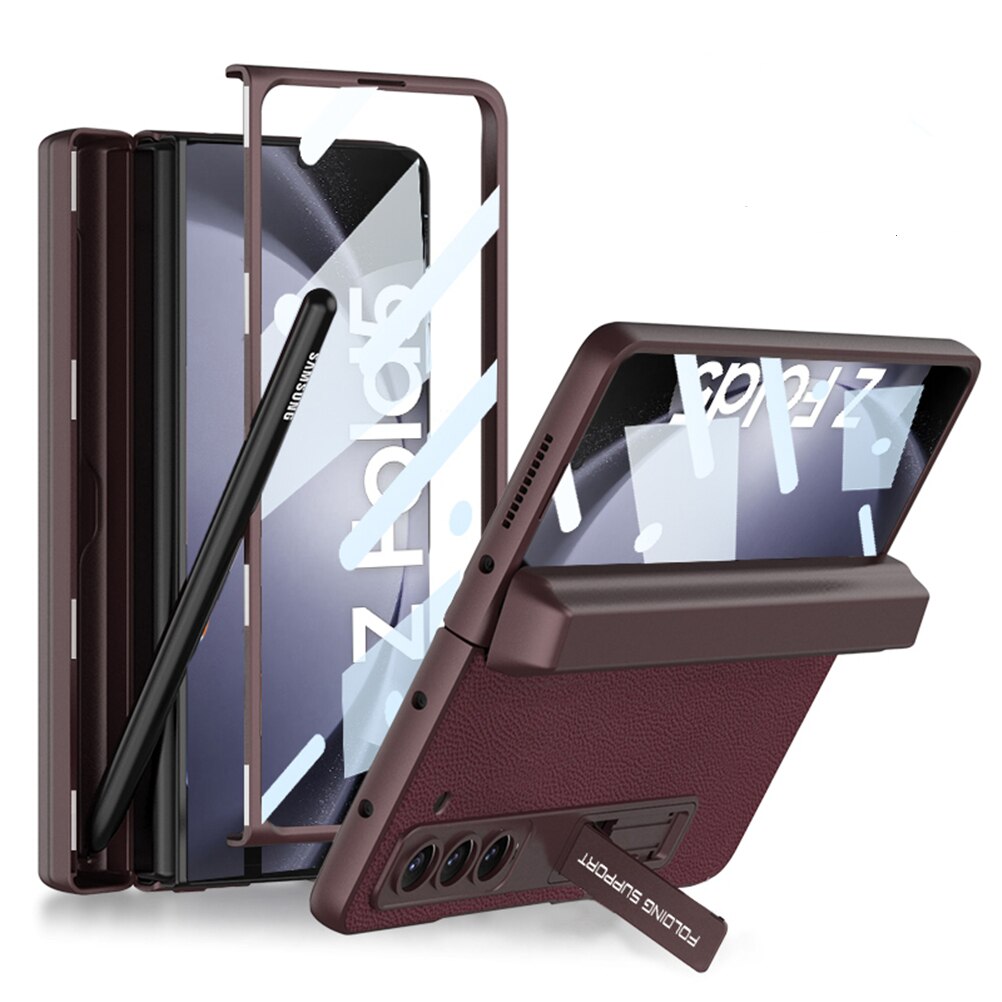 Magnetic Leather Case with Hinge Pen Slot For Samsung Galaxy Z Fold 5