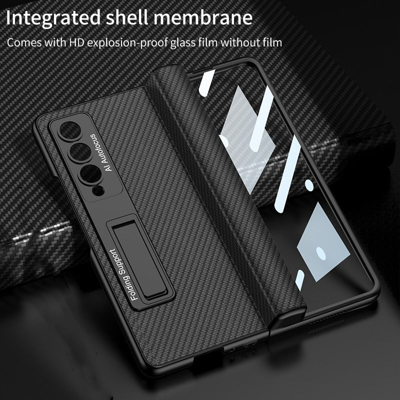 Magnetic Hinge Pen Slot Leather Case For Samsung Galaxy Z Fold 4