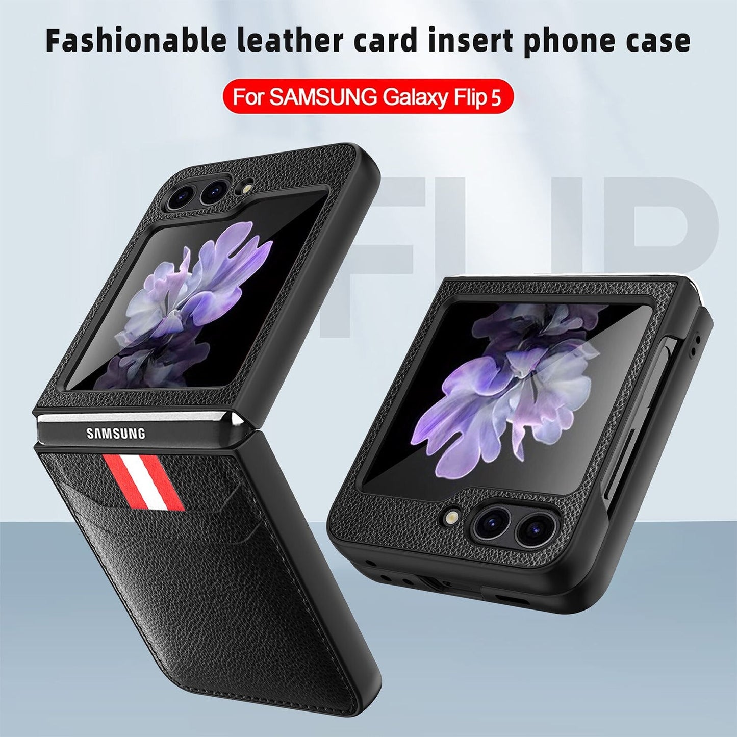 Leather Case with Card Holder for Samsung Galaxy Z Flip 5