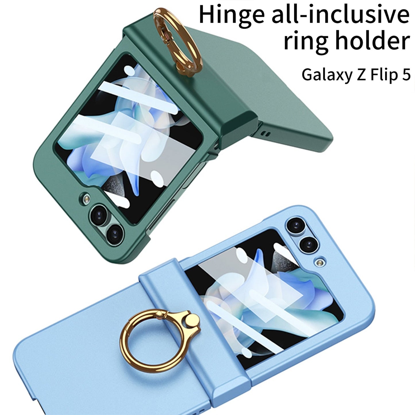 Ultra-thin Matte Case with Ring Bracket & Screen Protective For Samsung Galaxy Z Flip 5