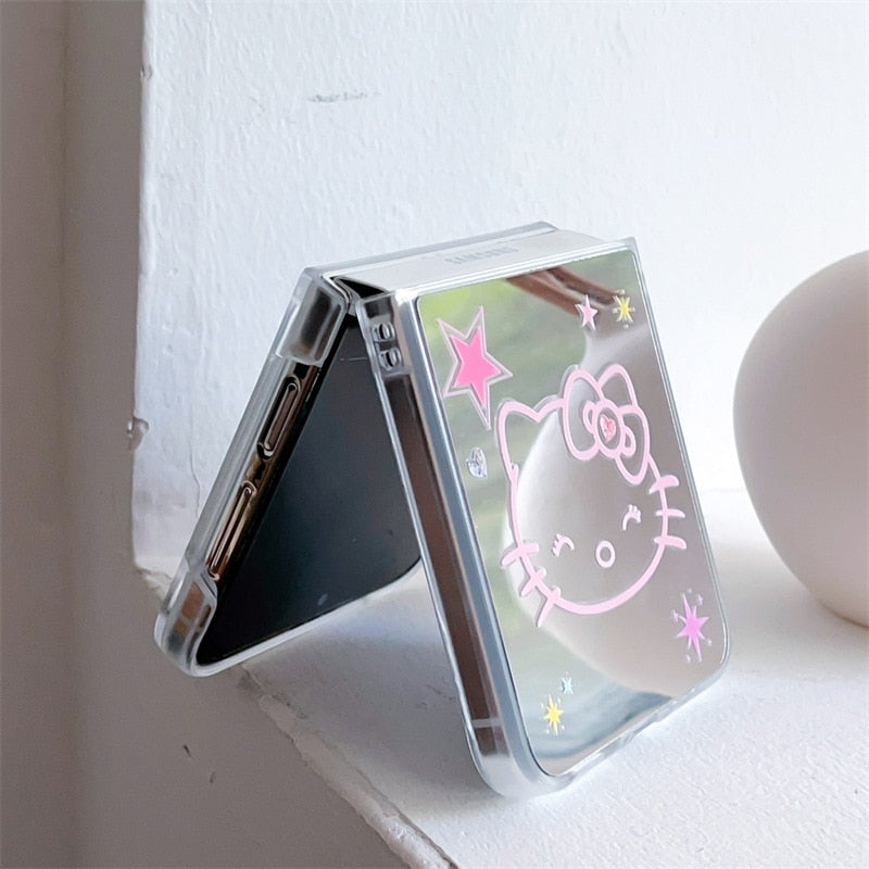 Cute Cartoon Mirror Case For Samsung Galaxy Z Flip 5