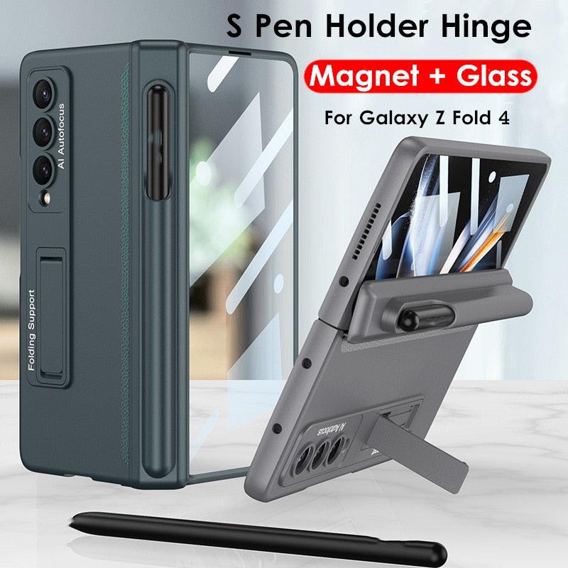 Full Protection Magnet Hinge Pen Slot Case for Samsung Galaxy Z Fold 4
