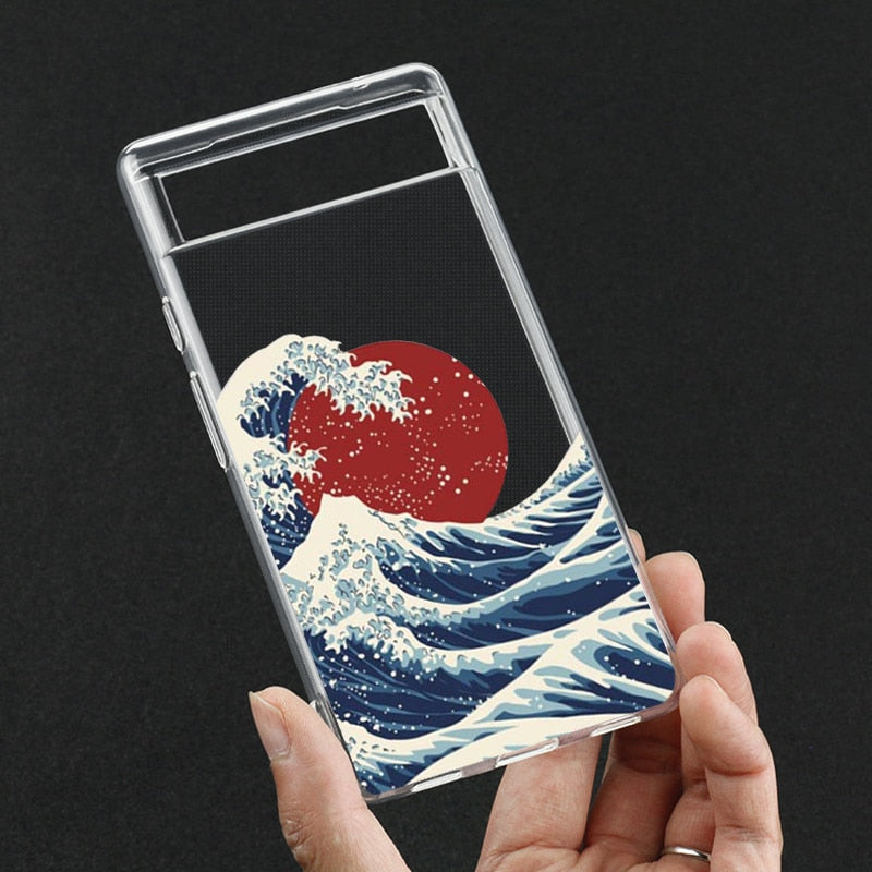 Fashion Great Blue Wave Clear Phone Case for Google Pixel 7 Pro - The Pixel Store