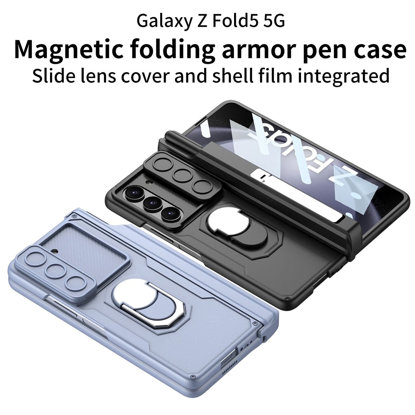Shockproof Matte Case with Bracket & Pen Slot Holder For Samsung Galaxy Z Fold 5