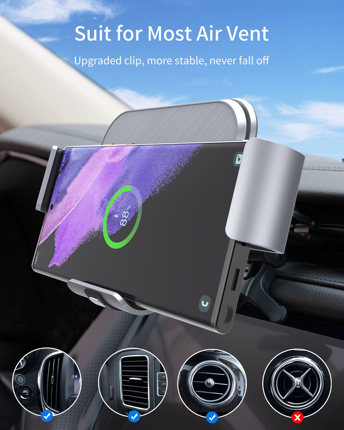 Car Dual Coil Wireless Charger For Samsung Galaxy Devices - Caubade