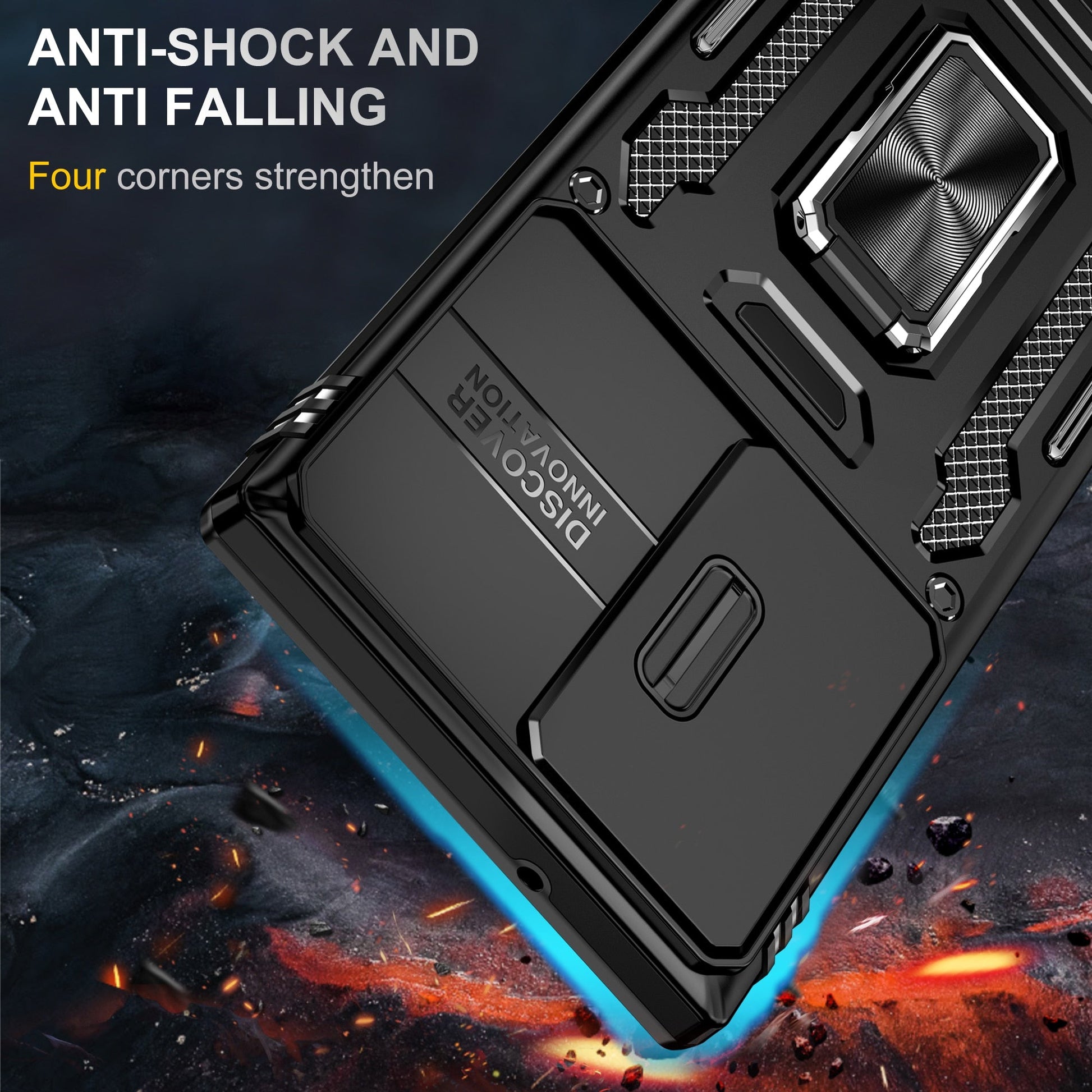 Shockproof Case with Magnetic Ring Kickstand and Camera Cover For Samsung Galaxy S23 Series - S23 Ultra Case