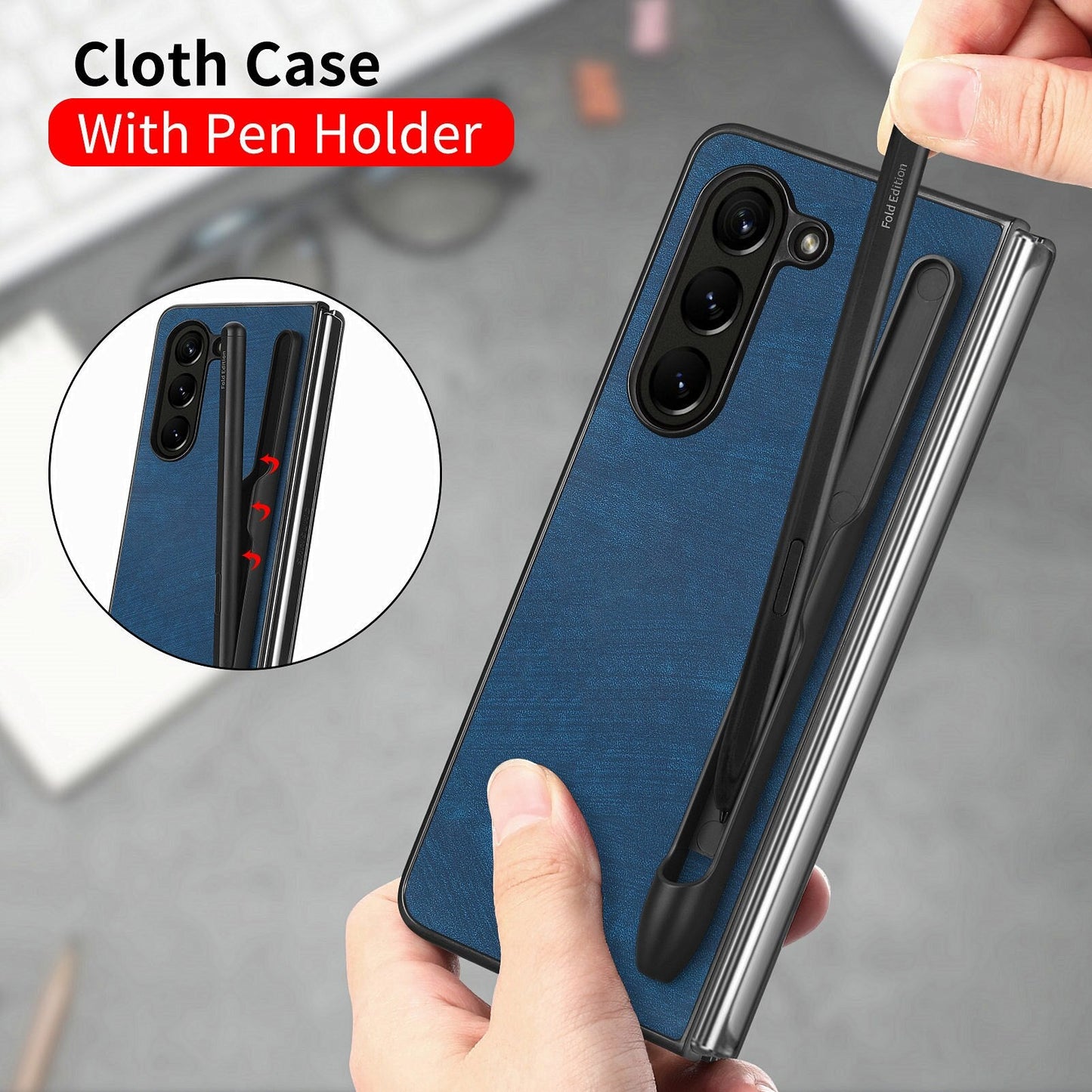 Retro Leather Case with Pen Slot For Samsung Galaxy Z Fold 5
