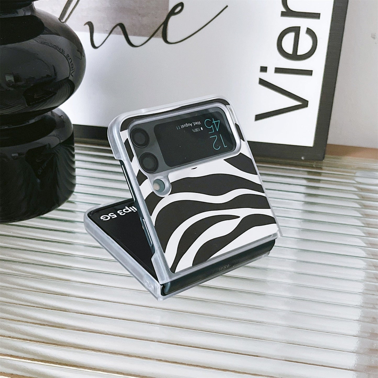 Luxury Zebra Pattern Transparent Case for Samsung Galaxy Z Flip 4 - Galaxy Z Flip 4 Case