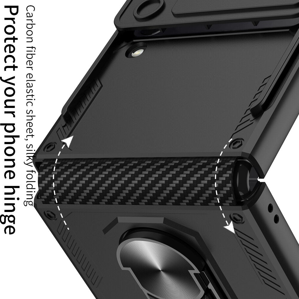 Armor Case with Camera Protection & Ring Stand For Samsung Galaxy Z Flip 4 - Galaxy Z Flip 4 Case