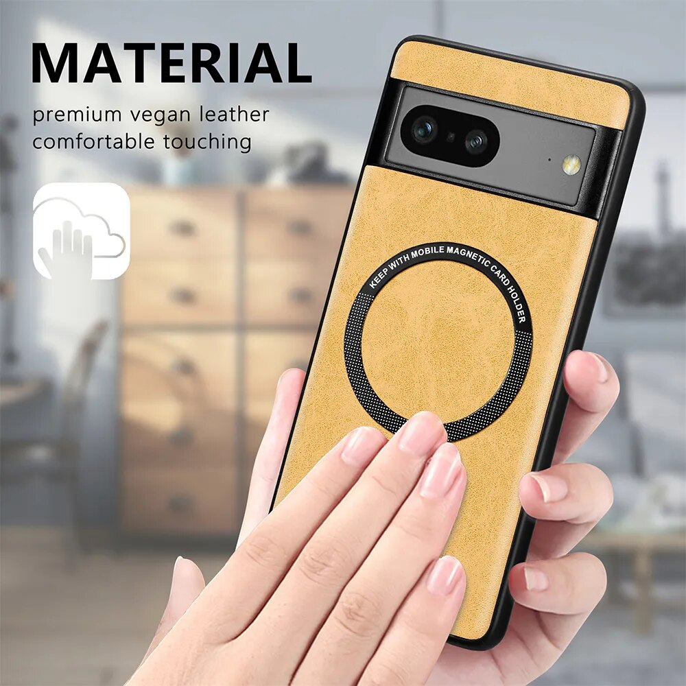 Magnetic Leather Wireless Charging Case For Google Pixel 8 Series