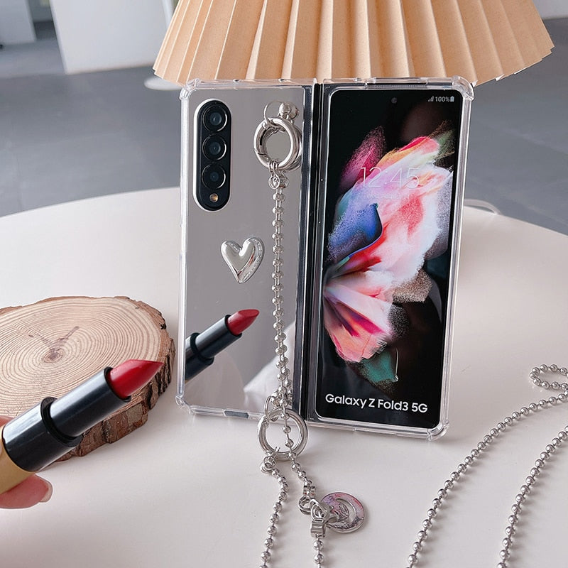 Mirror Case with Removable Chain For Samsung Galaxy Z FOLD 4 5G
