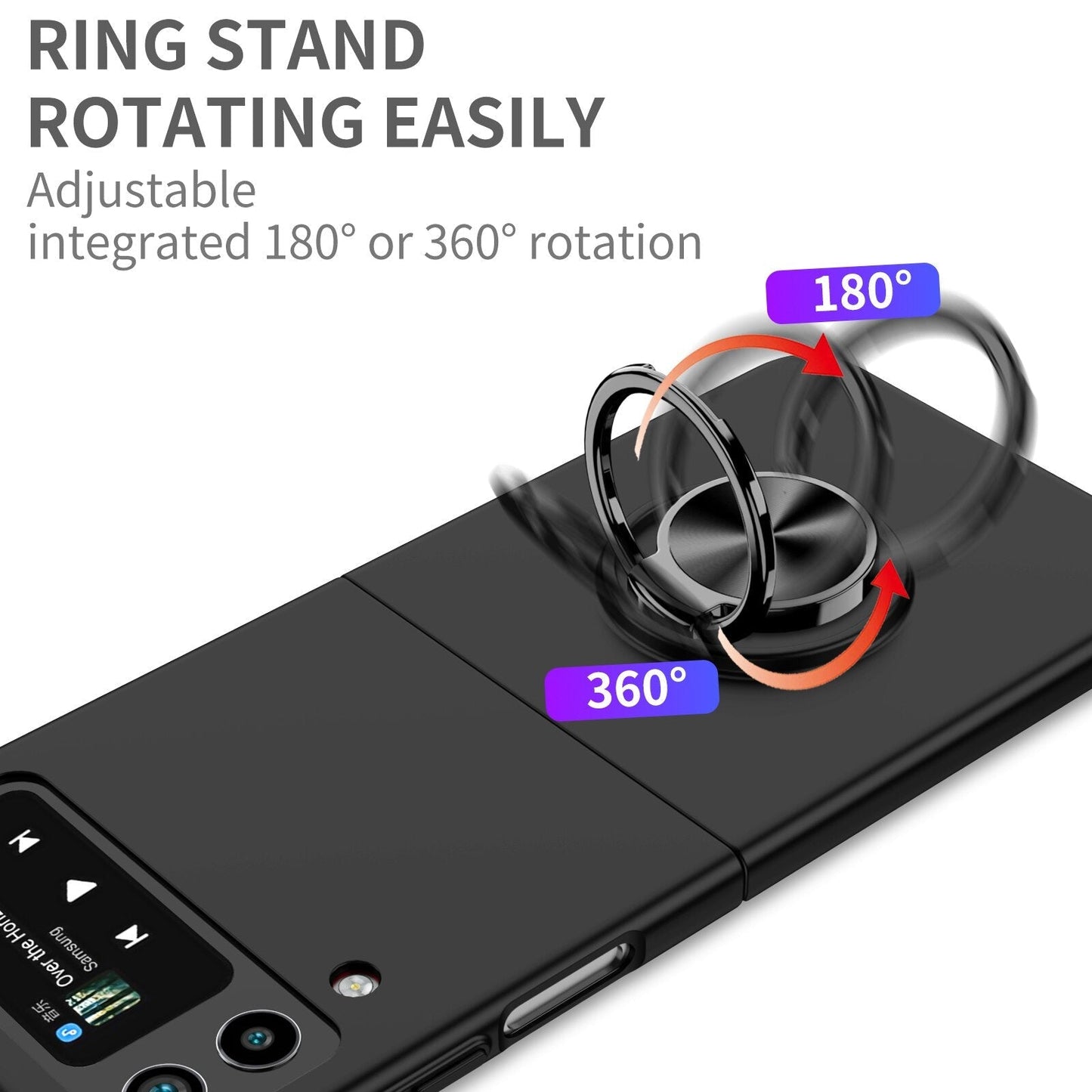 Ultra Thin Case with Magnetic Ring Bracket for Samsung Galaxy Z Flip 4 - Galaxy Z Flip 4 Case