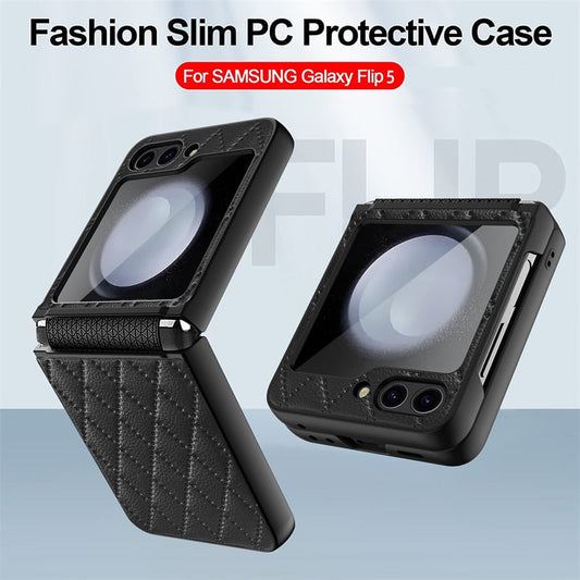 Leather Case With Lens Film Protected For Samsung Galaxy Z Flip 5