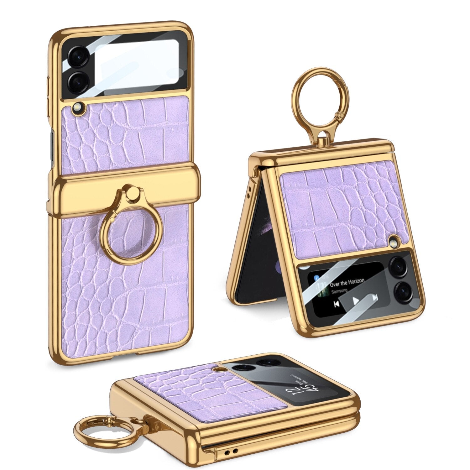 Magnetic Leather Case with Ring Holder For Samsung Galaxy Z Flip 4 - Galaxy Z Flip 4 Case