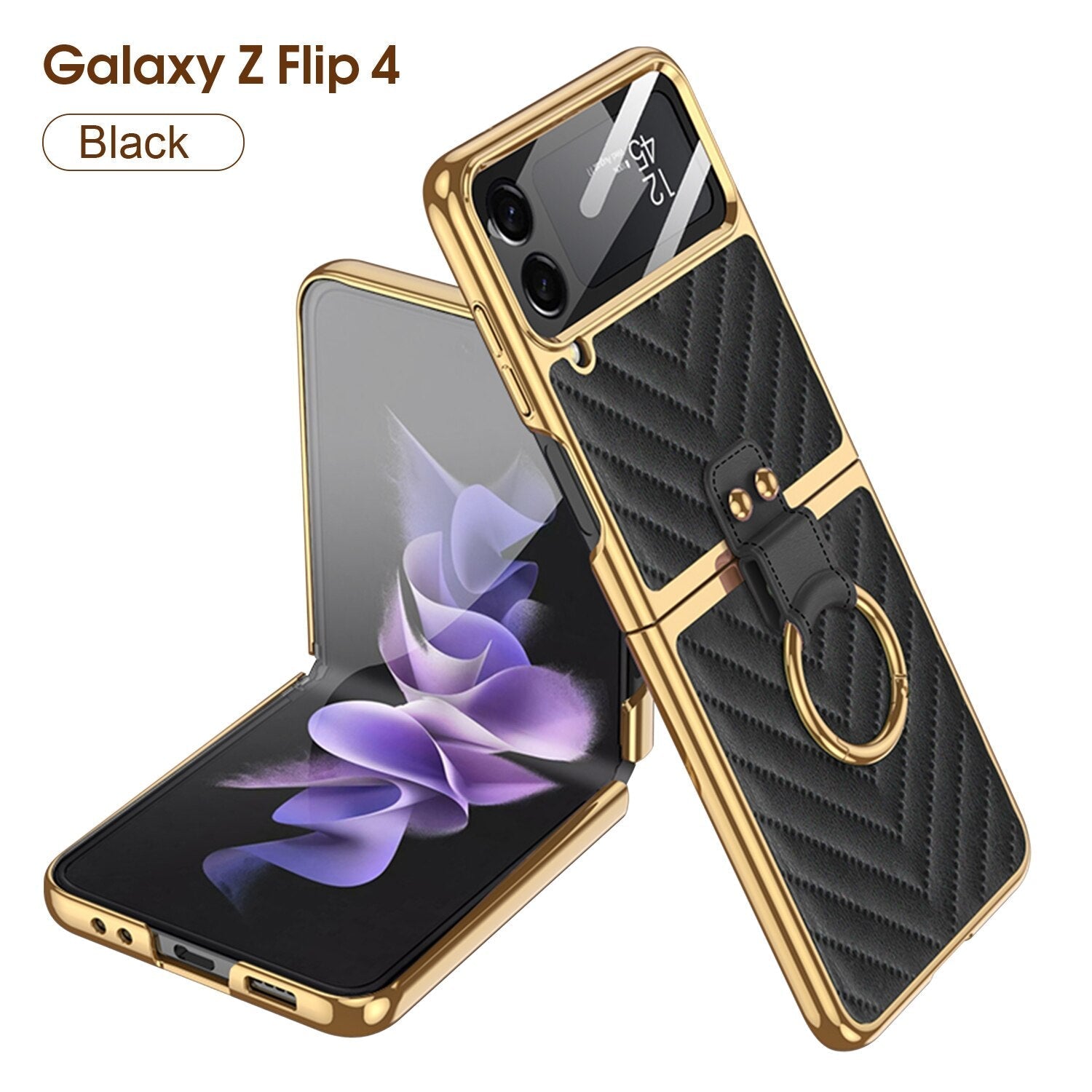 Luxury Electroplated Ring Holder Case For Samsung Galaxy Z Flip 4 - Galaxy Z Flip 4 Case