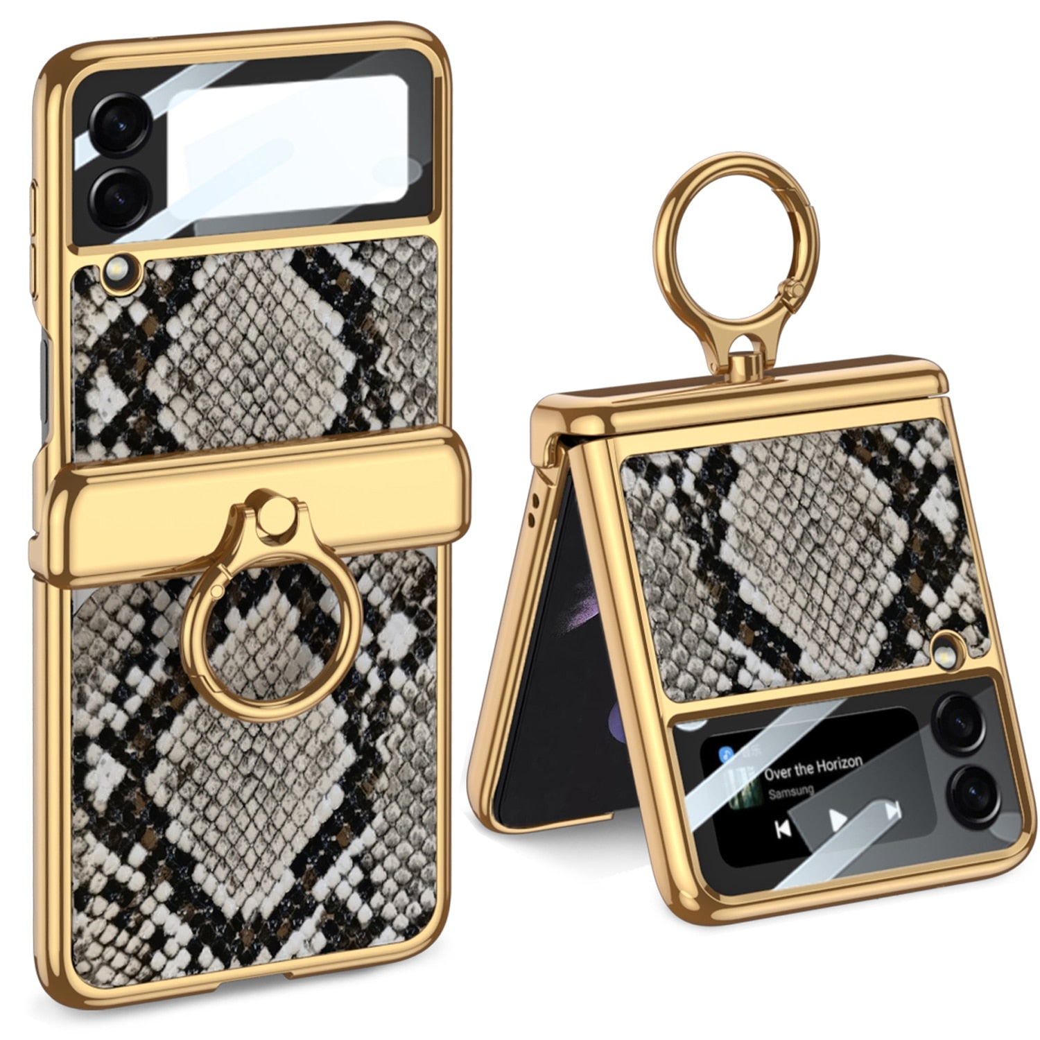 Magnetic Leather Case with Ring Holder For Samsung Galaxy Z Flip 4 - Galaxy Z Flip 4 Case