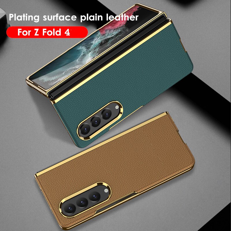 Plating Surface Leather Matte Case For Samsung Galaxy Z Fold 4