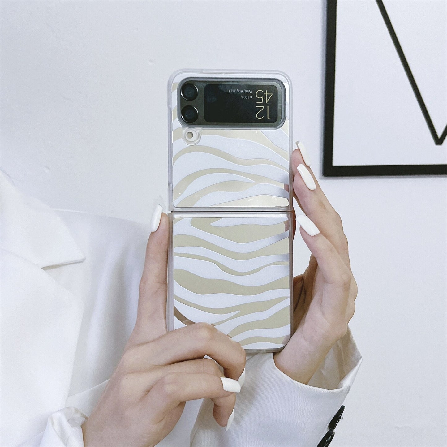 Luxury Zebra Pattern Transparent Case for Samsung Galaxy Z Flip 4 - Galaxy Z Flip 4 Case