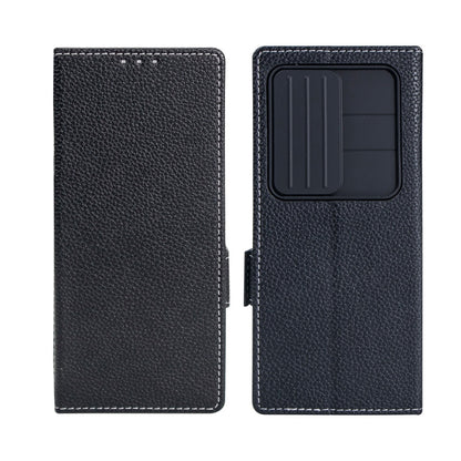 Leather Z Fold 4 Case With Pen Holder and Slot Camera Cover