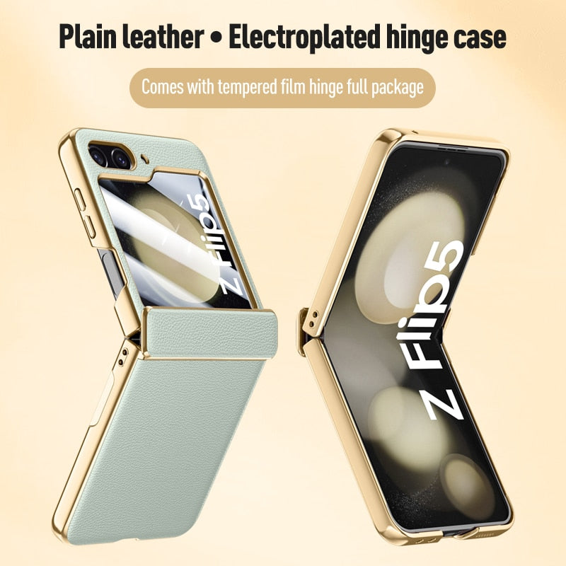 Leather Case with Hinge Protection for Samsung Galaxy Z Flip 5