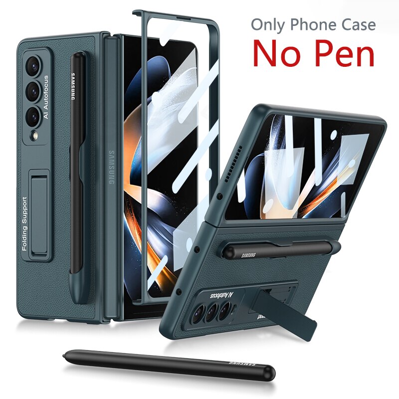 Luxury Leather Case with Pen Slot & kickstand For Galaxy Z Fold 4