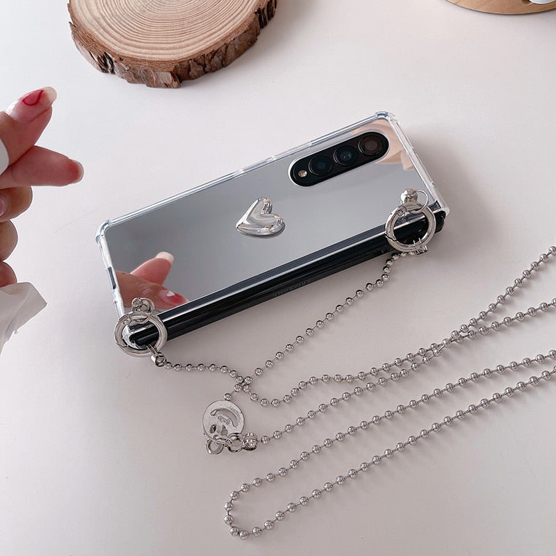 Mirror Case with Removable Chain For Samsung Galaxy Z FOLD 4 5G
