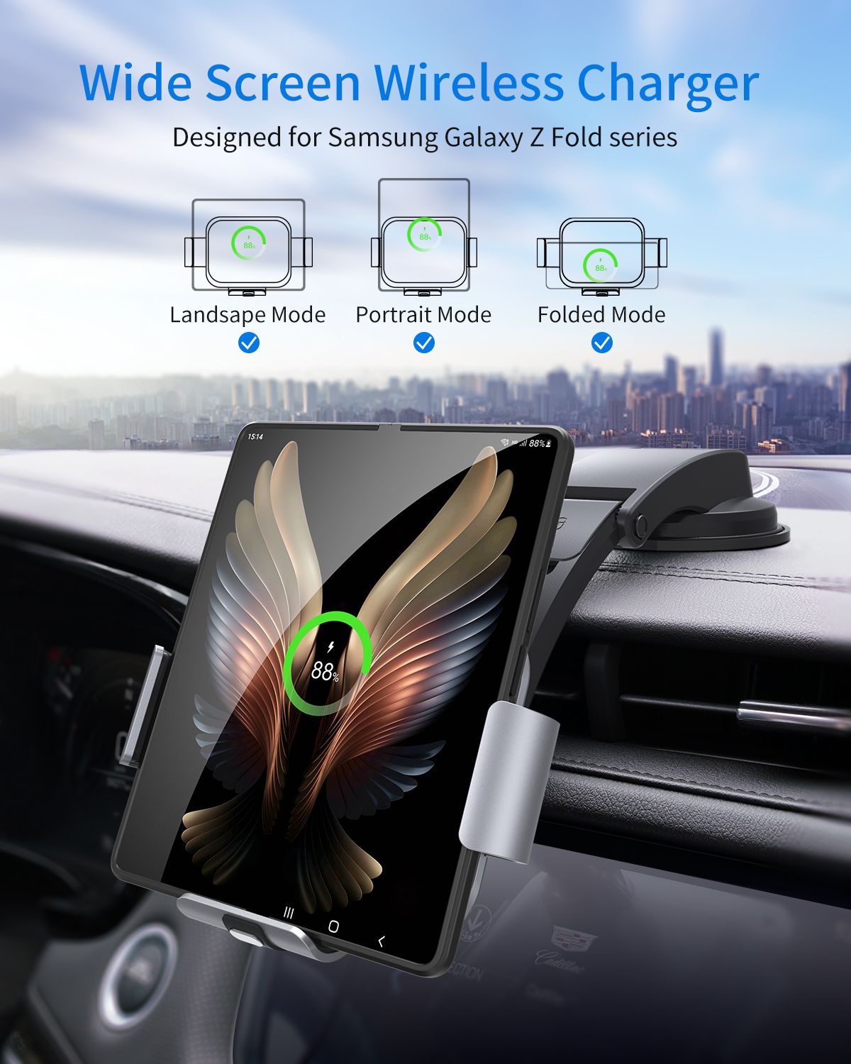 CAR WIRELESS CHARGER FAST CHARGING AUTO CLAMPING MOUNT for Z Fold Series