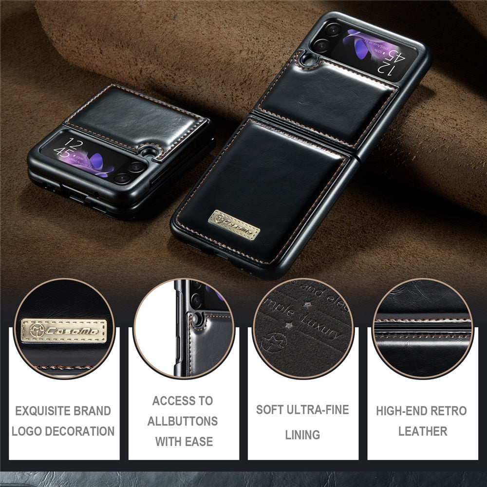 Vintage Leather Cover For Z FLIP 4 - Galaxy Z Flip 4 Case