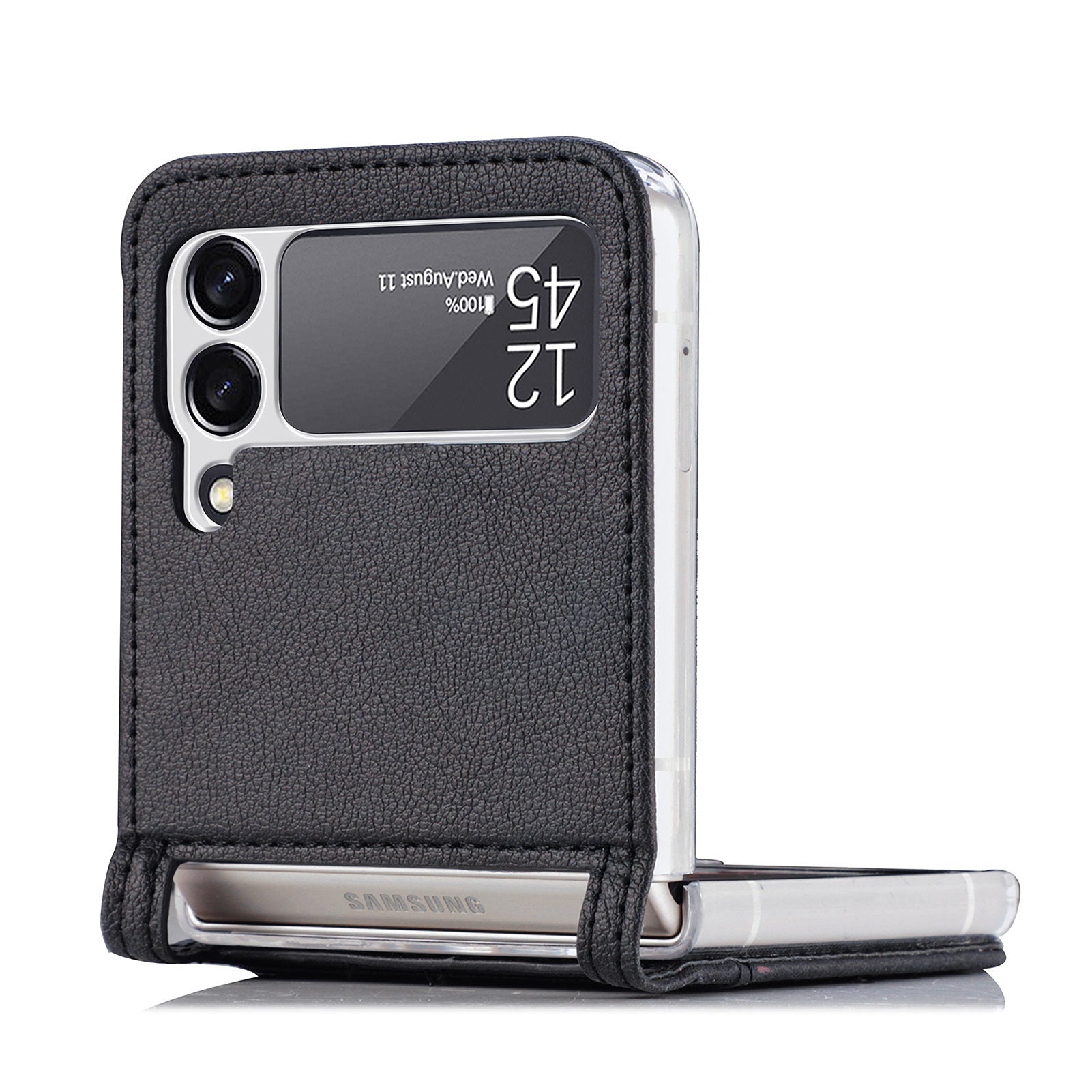 Leather Case With Card Holder For Z Flip 4 - Galaxy Z Flip 4 Case